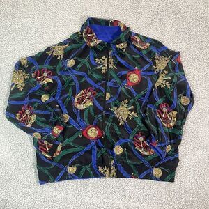 Vintage 80's Reversible Jacket Women's Pattern Inside Blue Style Exchange Large